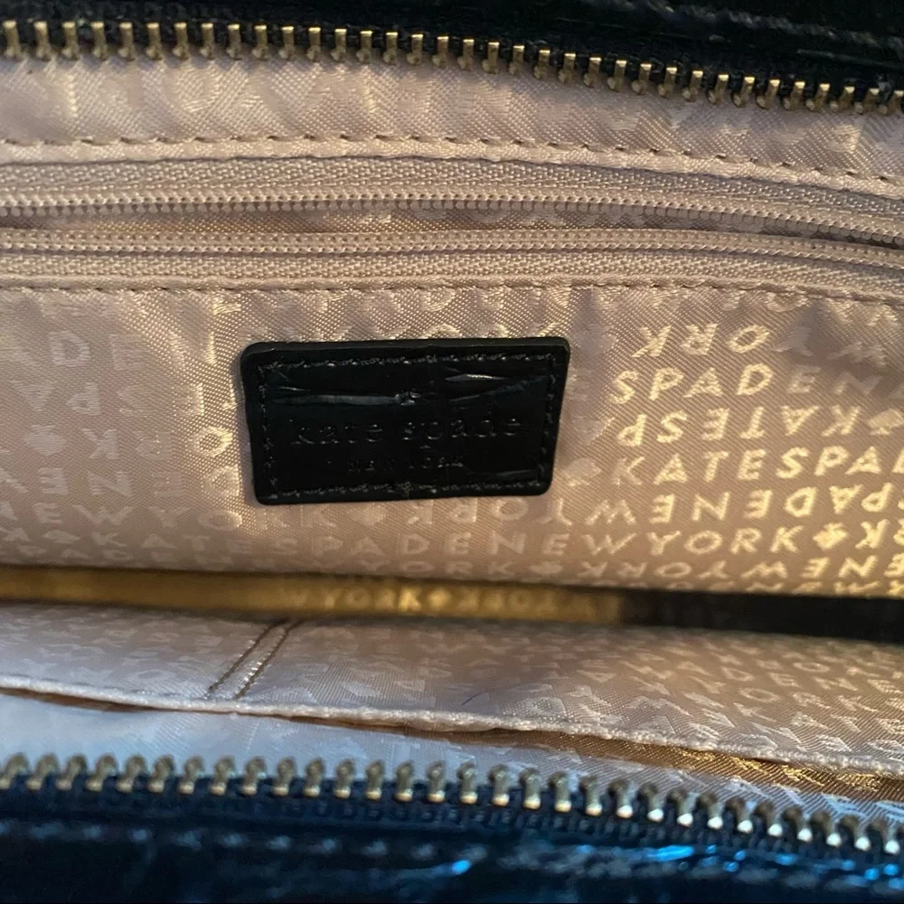 Kate Spade ♠️ Ridgely Avenue Becky Black Crocodile Embossed Satchel 🐊